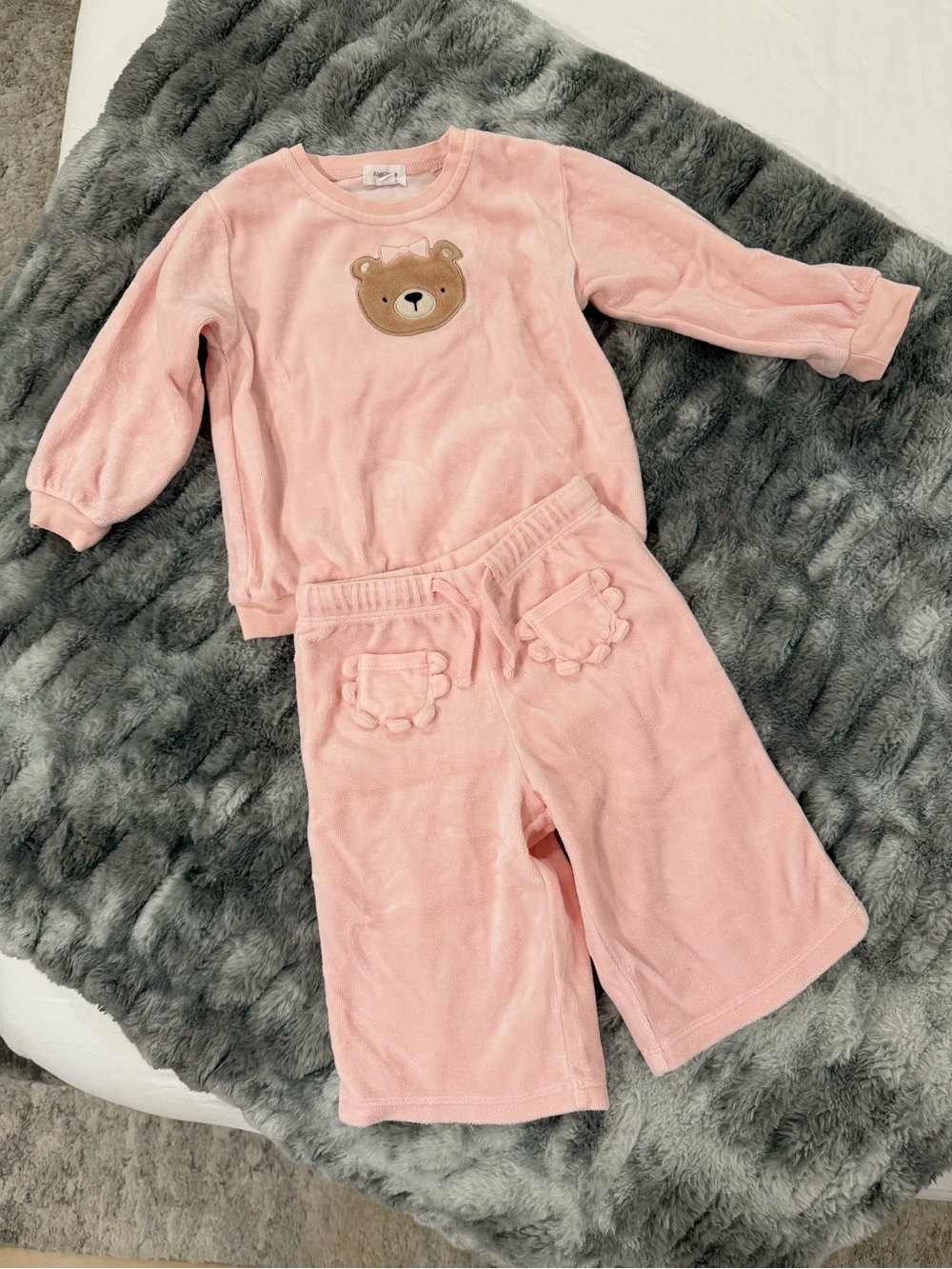 Angel Dear Pink Plush Bear Two-Piece Pajama Set
